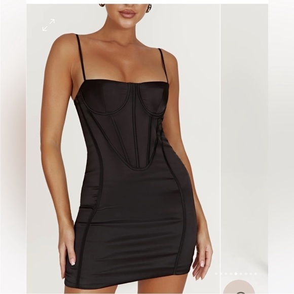 Meshki Bridget corset black satin mini dress - Picture 2 of 13